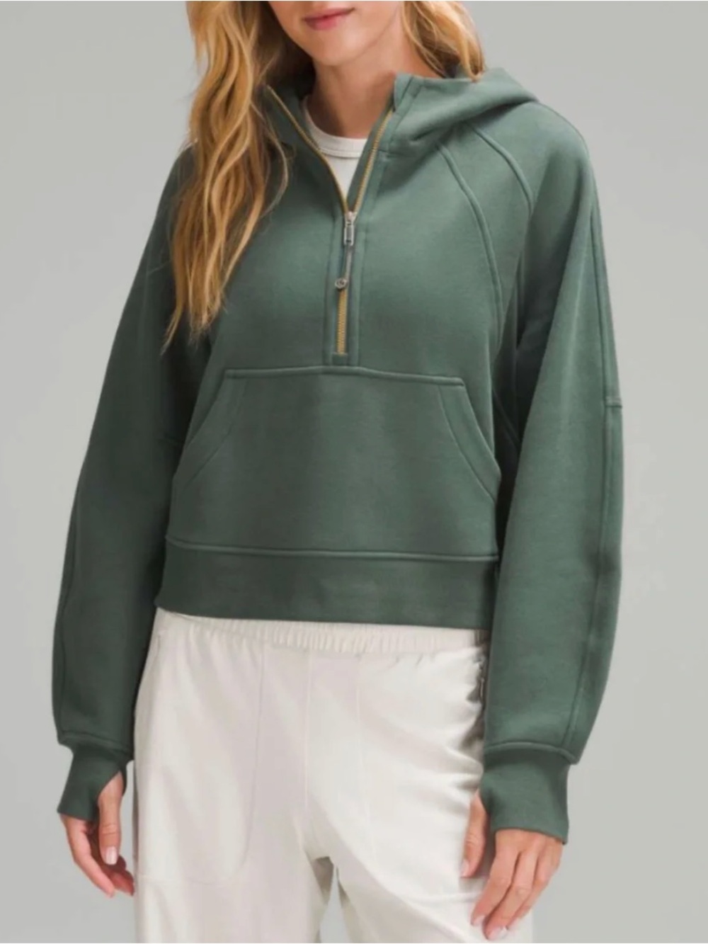 Women's Olive Scuba Half-Zip Hoodie - LuluLemon